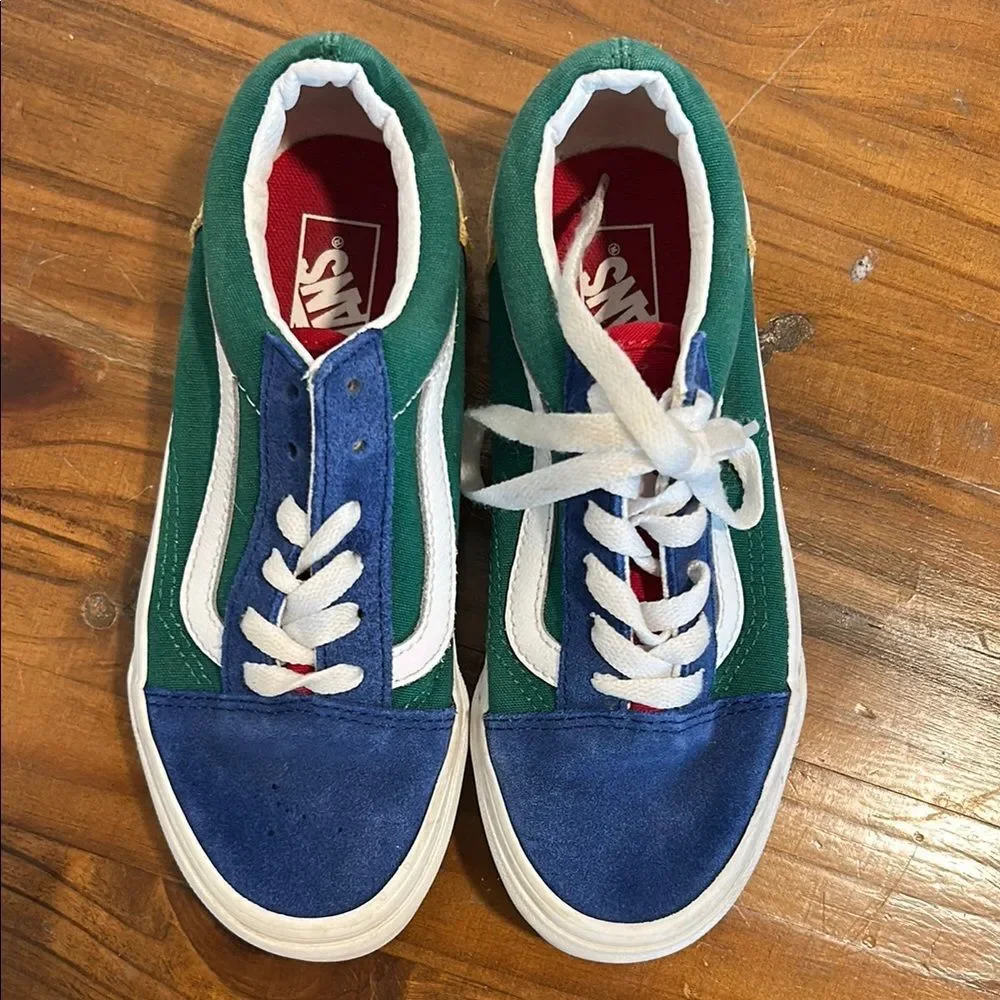 Kids Blue and Green Suede Vans